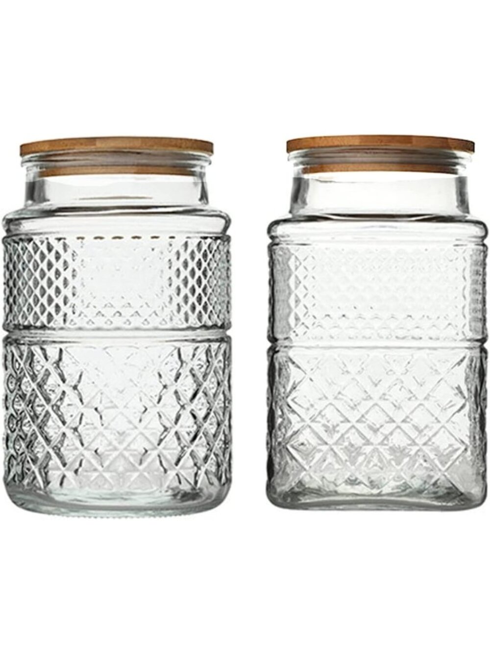 Set of 2 Large Airtight Glass Storage Jars with Bamboo Lids - Perfect for